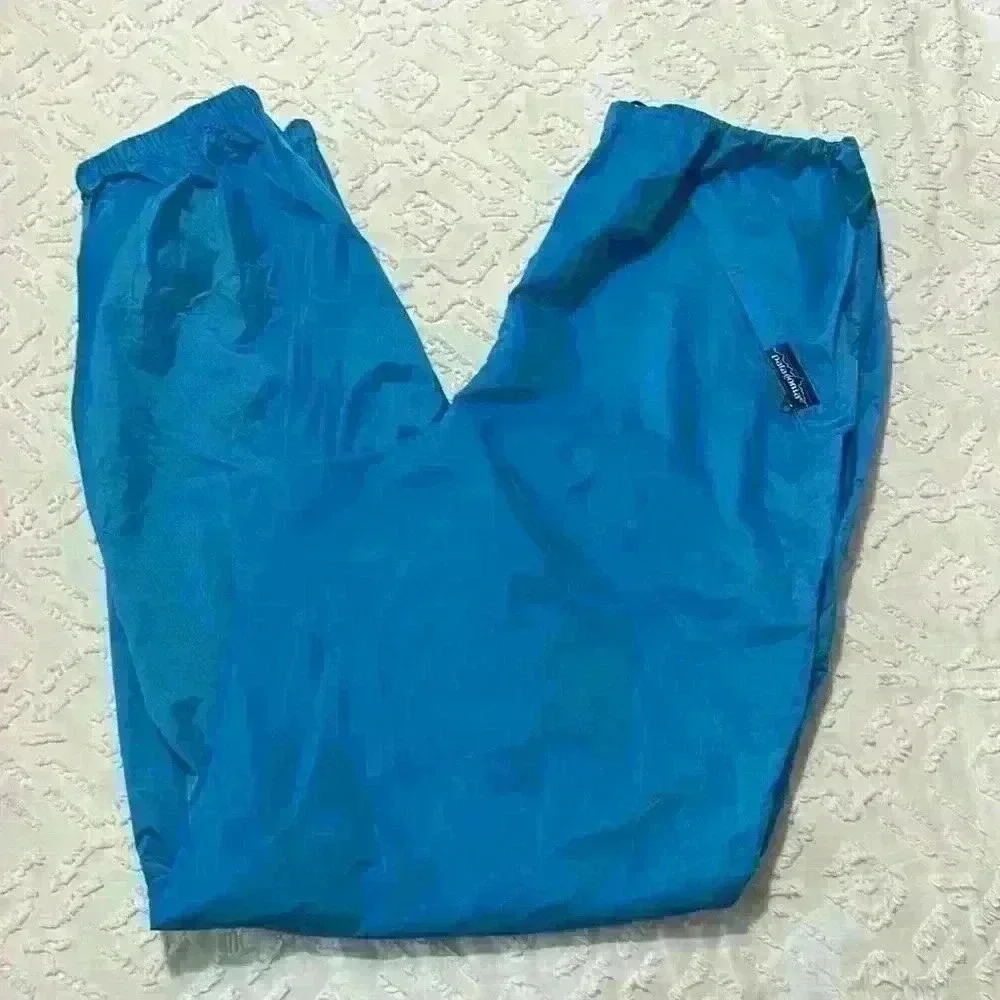 Patagonia Vintage Teal Nylon Hiking Windbreaker Ankle Zip Jogger Pants Large
